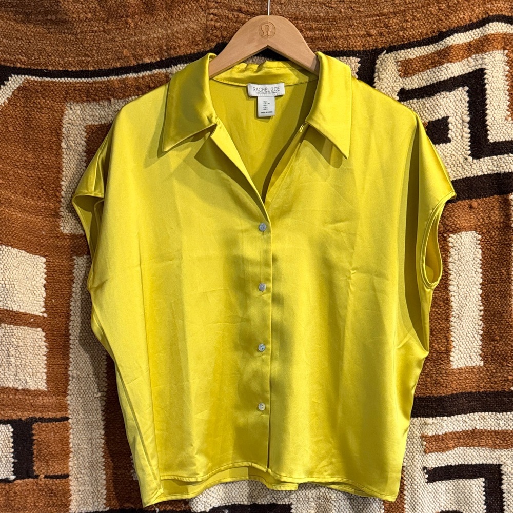 Cropped Chartreuse Satin Top